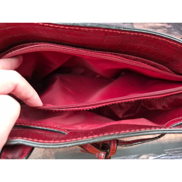 Bueno Burgundy Croc Embossed Faux Leather Large Weekender Tote Purse Attache VTG - Picture 12 of 16